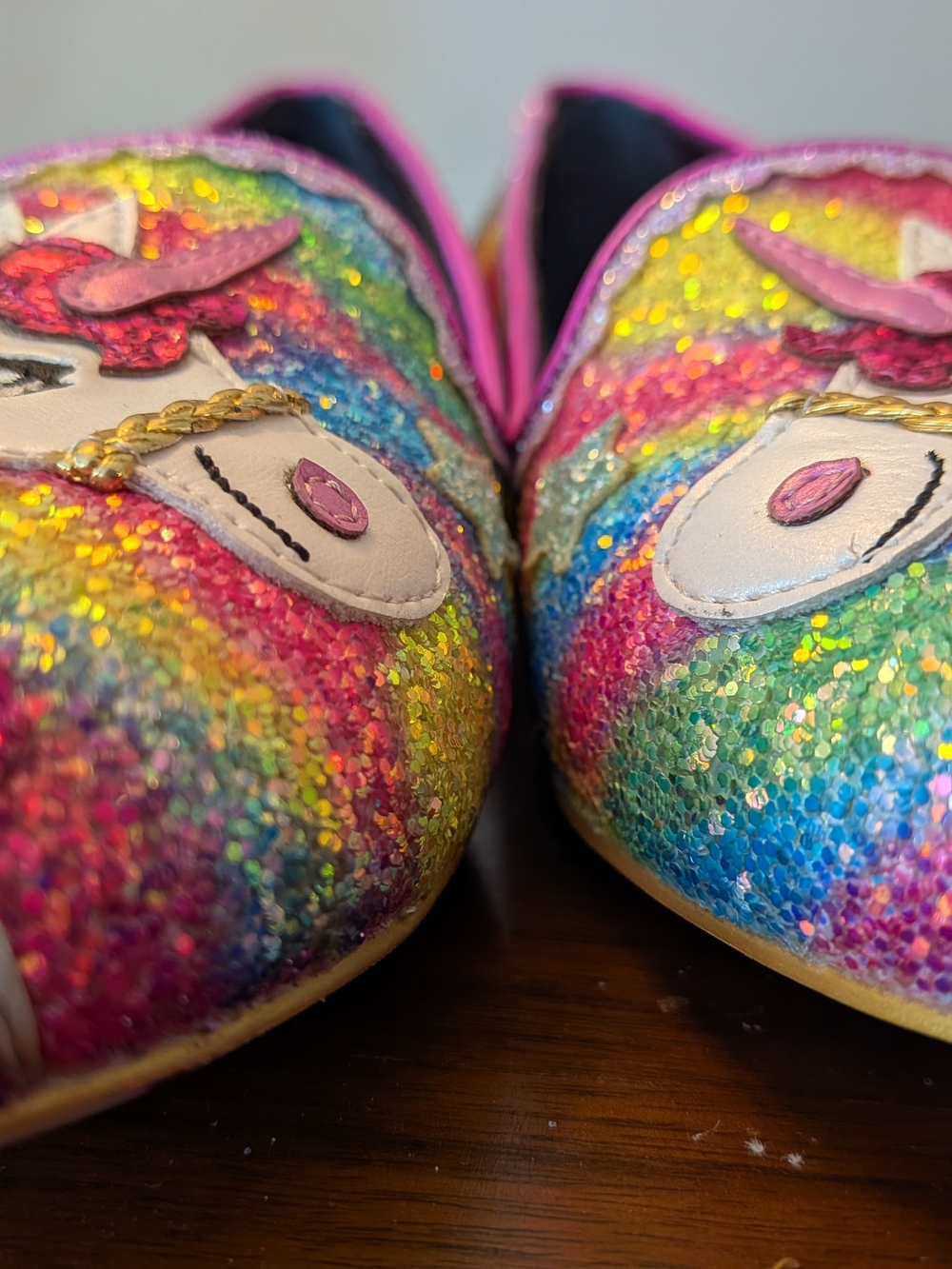 Irregular Choice Rainbow Glitter Unicorn Loafers - Pink Trim - Picture 10 of 10